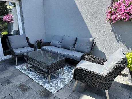 Zestaw mebli technorattanowych z sofą 184cm Cioso - Antracyt