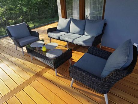 Zestaw mebli technorattanowych z sofą 184cm Cioso - Antracyt