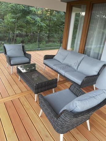 Zestaw mebli technorattanowych z sofą 184cm Cioso - Antracyt