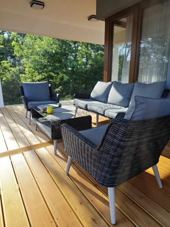 Zestaw mebli technorattanowych z sofą 184cm Cioso - Antracyt