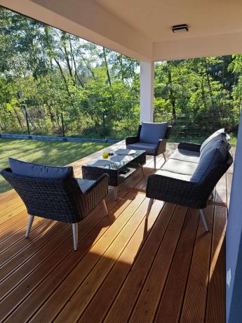 Zestaw mebli technorattanowych z sofą 184cm Cioso - Antracyt