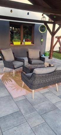 Zestaw mebli technorattanowych z sofą 184cm Cioso - Antracyt