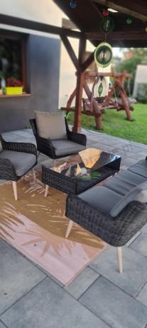 Zestaw mebli technorattanowych z sofą 184cm Cioso - Antracyt