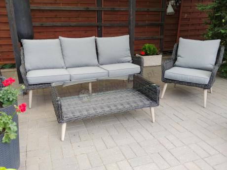 Zestaw mebli technorattanowych z sofą 184cm Cioso - Antracyt