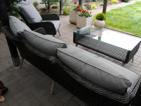 Zestaw mebli technorattanowych z sofą 184cm Cioso - Antracyt