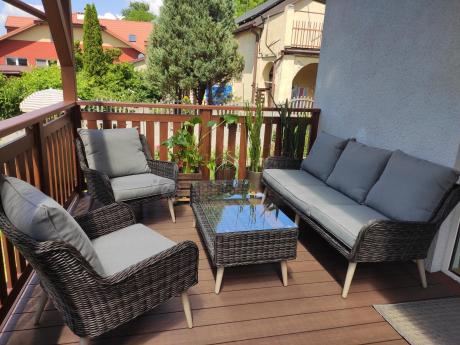 Zestaw mebli technorattanowych z sofą 184cm Cioso - Antracyt