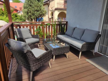 Zestaw mebli technorattanowych z sofą 184cm Cioso - Antracyt