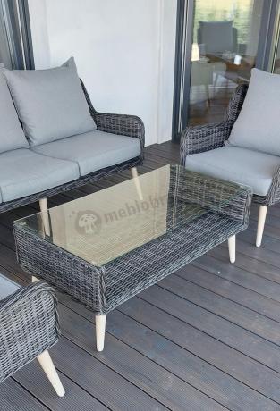 Zestaw mebli technorattanowych z sofą 184cm Cioso - Antracyt