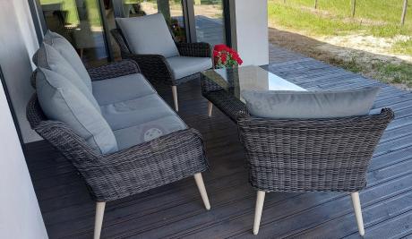 Zestaw mebli technorattanowych z sofą 184cm Cioso - Antracyt