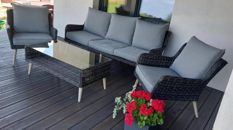 Zestaw mebli technorattanowych z sofą 184cm Cioso - Antracyt