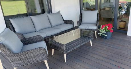 Zestaw mebli technorattanowych z sofą 184cm Cioso - Antracyt