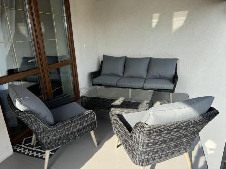 Zestaw mebli technorattanowych z sofą 184cm Cioso - Antracyt