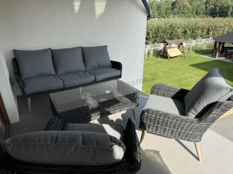 Zestaw mebli technorattanowych z sofą 184cm Cioso - Antracyt