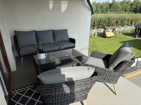 Zestaw mebli technorattanowych z sofą 184cm Cioso - Antracyt