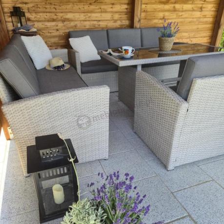 Zestaw mebli technorattanowych z sofami i wysokim stołem Cofete Grande – Grey