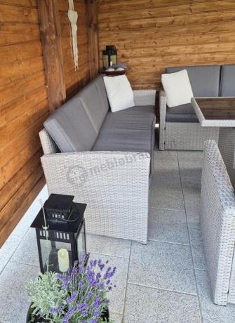 Zestaw mebli technorattanowych z sofami i wysokim stołem Cofete Grande – Grey