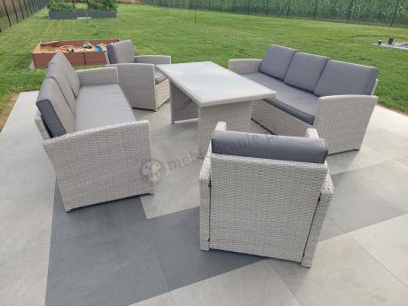 Zestaw mebli technorattanowych z sofami i wysokim stołem Cofete Grande – Grey