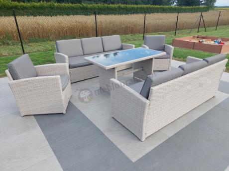 Zestaw mebli technorattanowych z sofami i wysokim stołem Cofete Grande – Grey