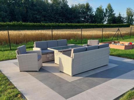 Zestaw mebli technorattanowych z sofami i wysokim stołem Cofete Grande – Grey