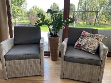 Zestaw mebli technorattanowych z sofami i wysokim stołem Cofete Grande – Grey