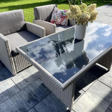 Zestaw mebli technorattanowych z sofami i wysokim stołem Cofete Grande – Grey