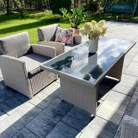 Zestaw mebli technorattanowych z sofami i wysokim stołem Cofete Grande – Grey