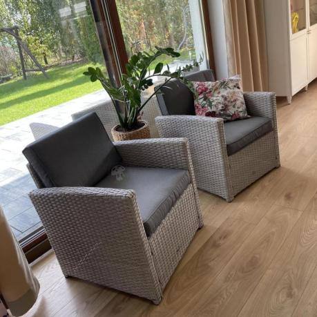 Zestaw mebli technorattanowych z sofami i wysokim stołem Cofete Grande – Grey