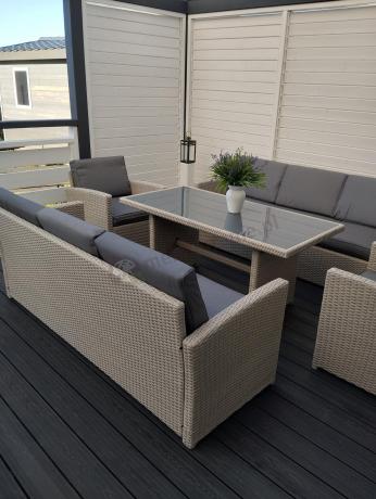 Zestaw mebli technorattanowych z sofami i wysokim stołem Cofete Grande – Grey