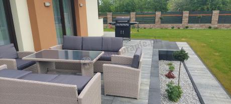 Zestaw mebli technorattanowych z sofami i wysokim stołem Cofete Grande – Grey