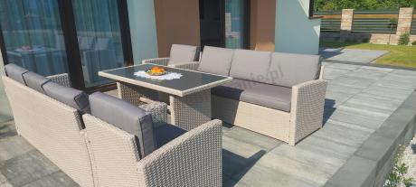 Zestaw mebli technorattanowych z sofami i wysokim stołem Cofete Grande – Grey