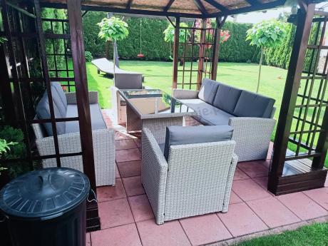 Zestaw mebli technorattanowych z sofami i wysokim stołem Cofete Grande – Grey