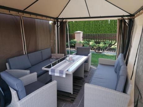 Zestaw mebli technorattanowych z sofami i wysokim stołem Cofete Grande – Grey