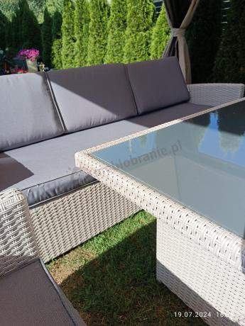 Zestaw mebli technorattanowych z sofami i wysokim stołem Cofete Grande – Grey