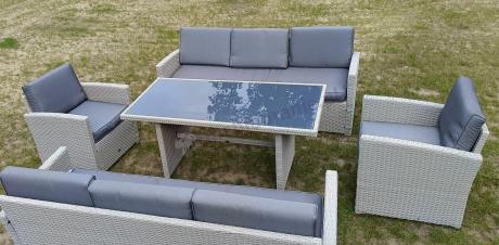 Zestaw mebli technorattanowych z sofami i wysokim stołem Cofete Grande – Grey