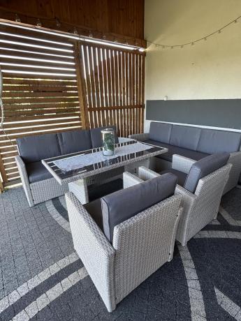 Zestaw mebli technorattanowych z sofami i wysokim stołem Cofete Grande – Grey