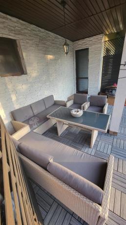 Zestaw mebli technorattanowych z sofami i wysokim stołem Cofete Grande – Grey