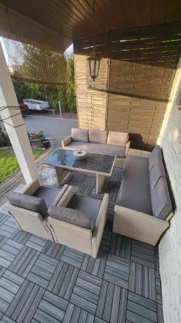 Zestaw mebli technorattanowych z sofami i wysokim stołem Cofete Grande – Grey