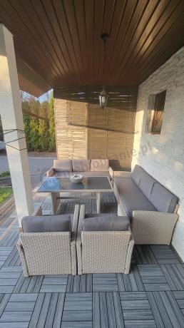 Zestaw mebli technorattanowych z sofami i wysokim stołem Cofete Grande – Grey