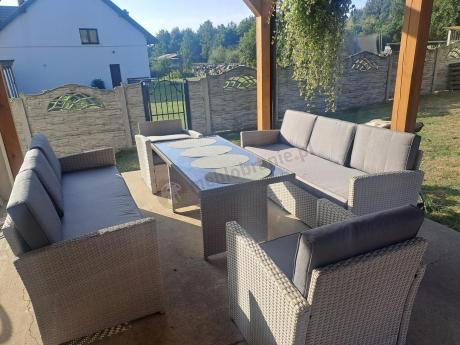 Zestaw mebli technorattanowych z sofami i wysokim stołem Cofete Grande – Grey