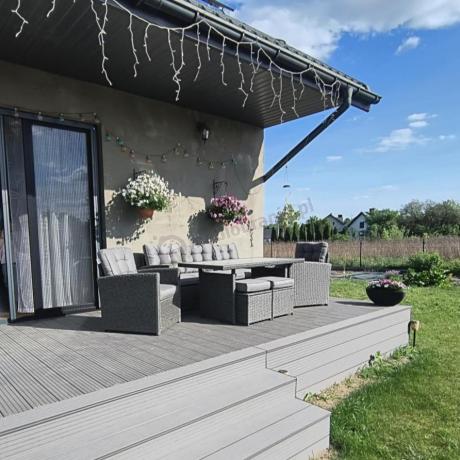 Zestaw mebli z sofą 186cm, wysokim stołem, fotelami i pufami Cofete Dining – Anthracite Cofete 2.0