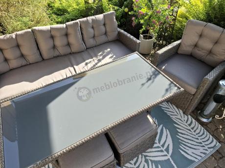 Zestaw mebli z sofą 186cm, wysokim stołem, fotelami i pufami Cofete Dining – Anthracite Cofete 2.0