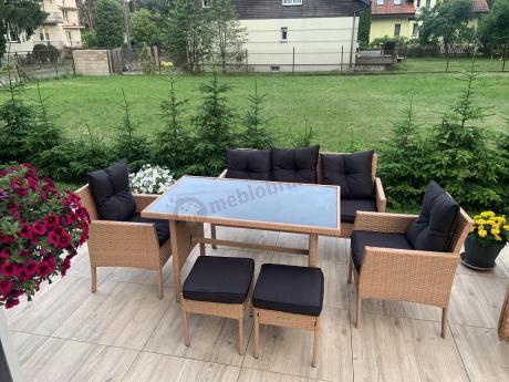 Zestaw mebli z technorattanu na taras Torino Dining – Yellow