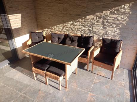 Zestaw mebli z technorattanu na taras Torino Dining – Yellow