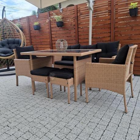 Zestaw mebli z technorattanu na taras Torino Dining – Yellow