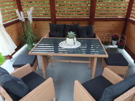 Zestaw mebli z technorattanu na taras Torino Dining – Yellow