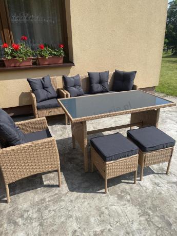 Zestaw mebli z technorattanu na taras Torino Dining – Yellow