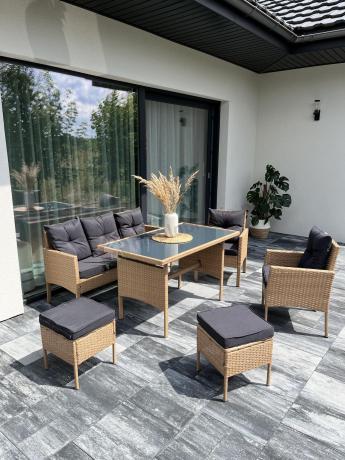 Zestaw mebli z technorattanu na taras Torino Dining – Yellow