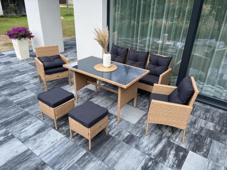 Zestaw mebli z technorattanu na taras Torino Dining – Yellow