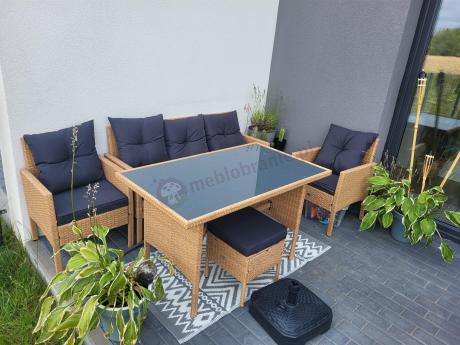 Zestaw mebli z technorattanu na taras Torino Dining – Yellow