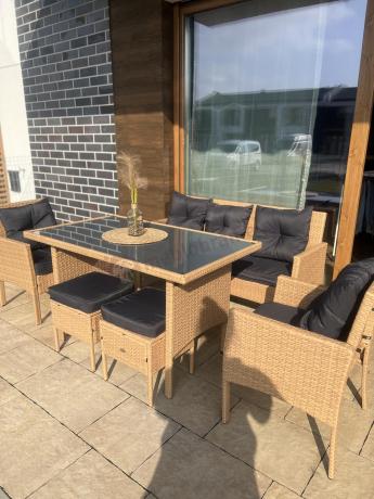 Zestaw mebli z technorattanu na taras Torino Dining – Yellow